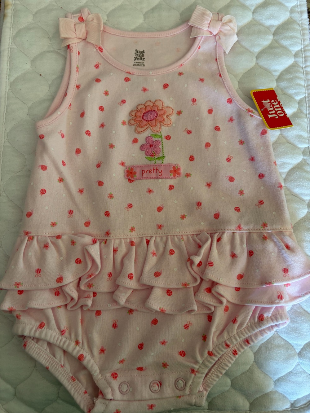 Just One You by Carter's Pink Floral Ruffle Baby One-Piece